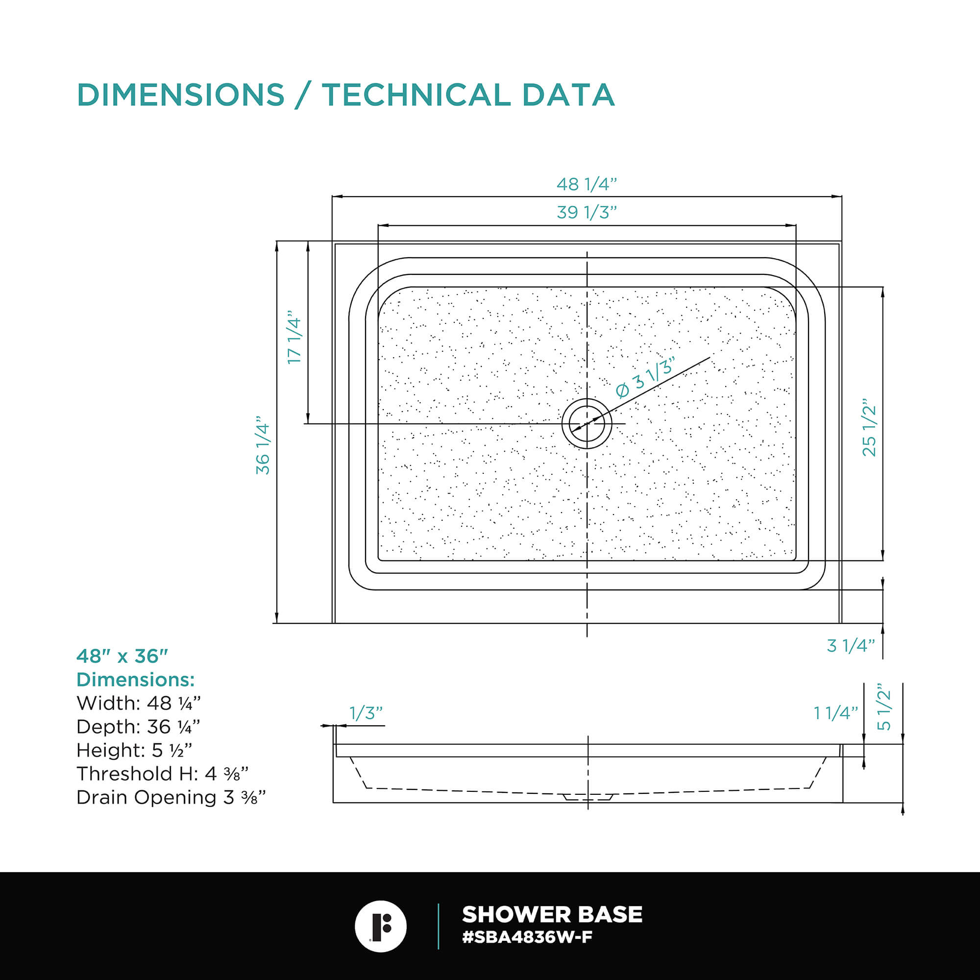 Single Threshold Shower Base
