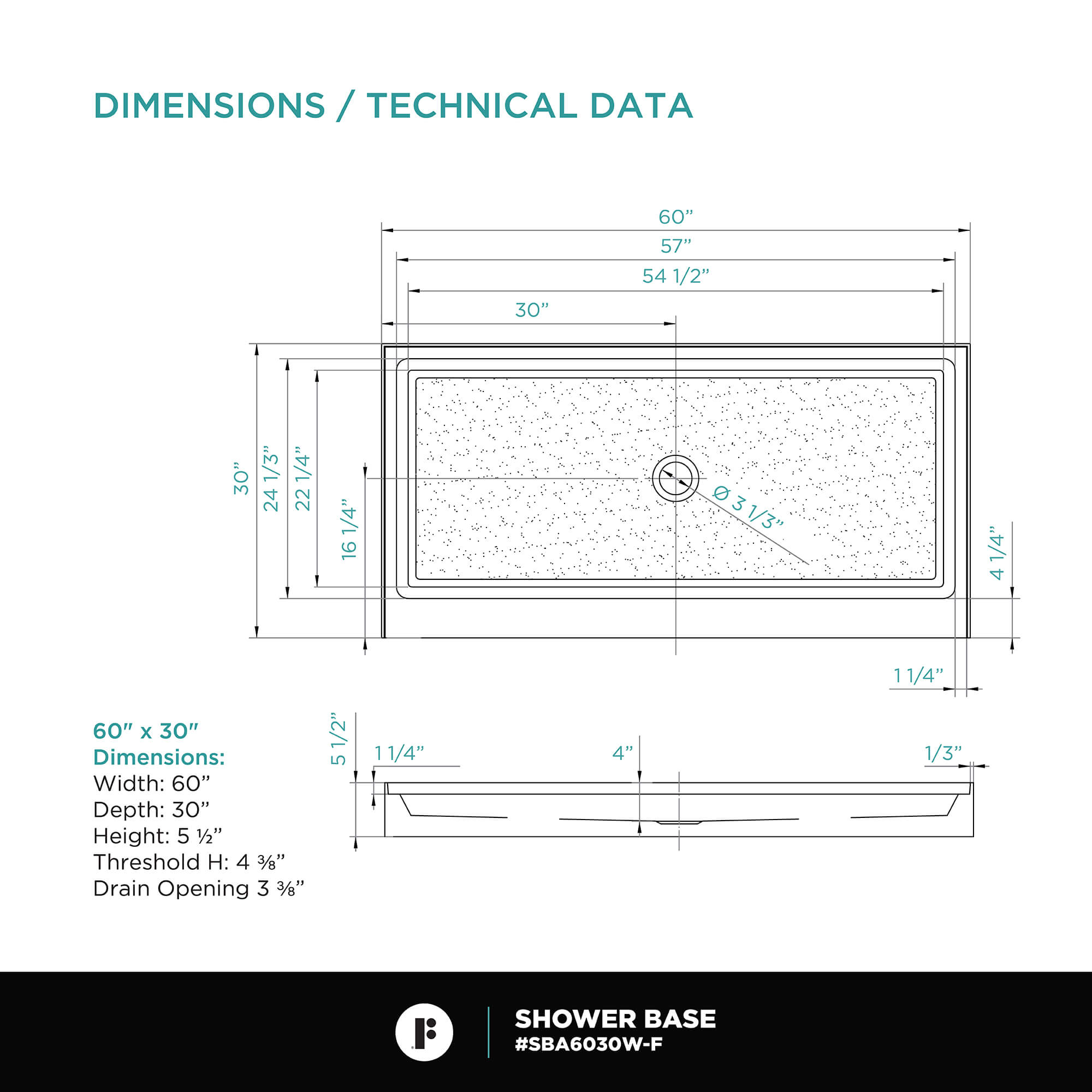 Single Threshold Shower Base