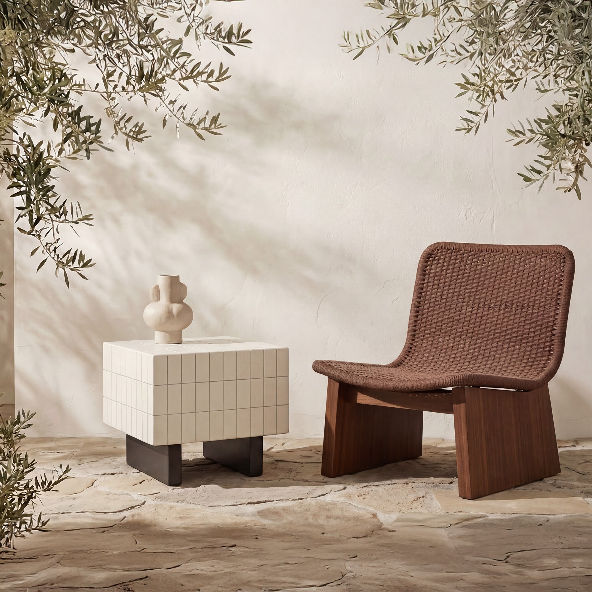 Moes Farren Outdoor Side Table Cream SC-1007-05