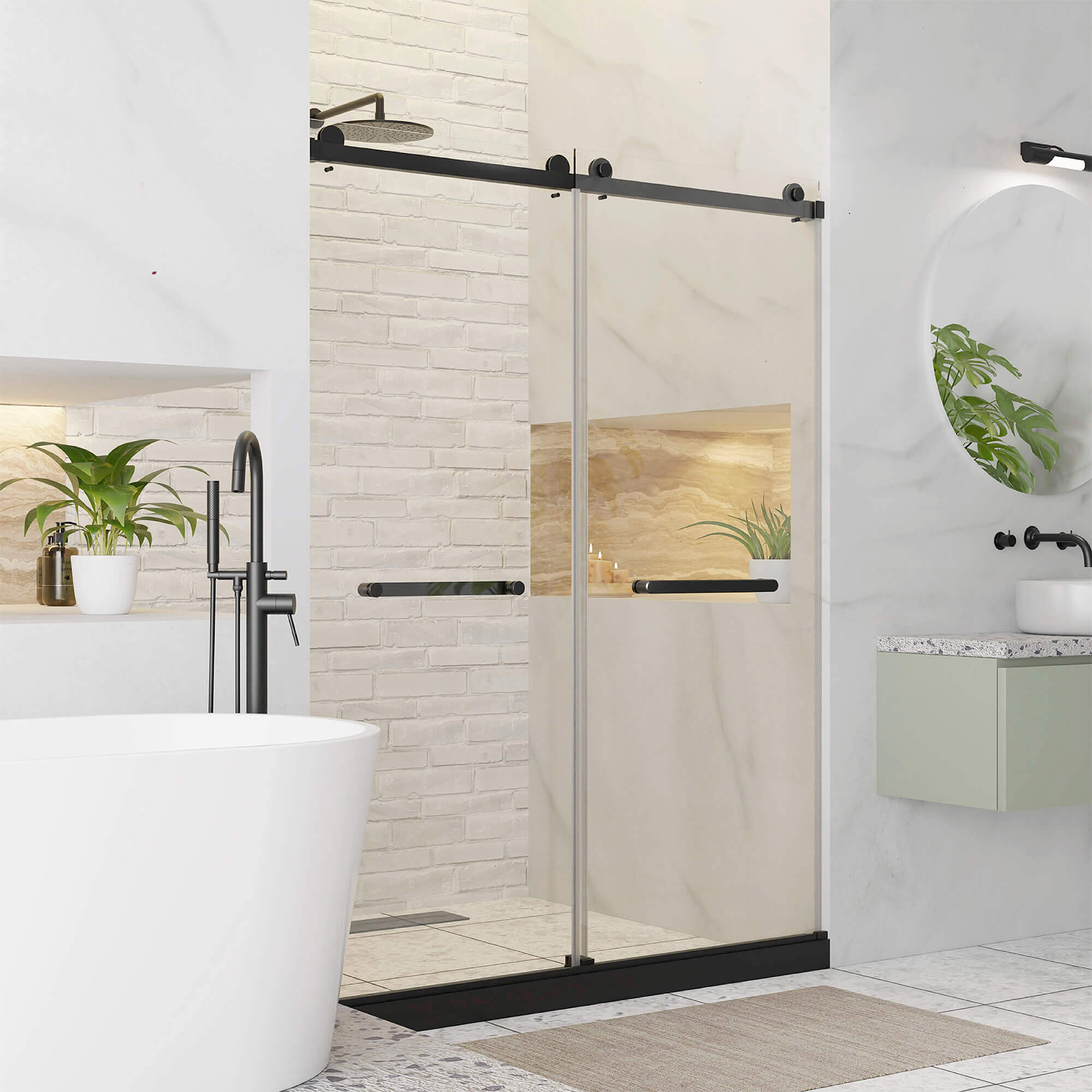 Shower Door Double Sliding Frameless