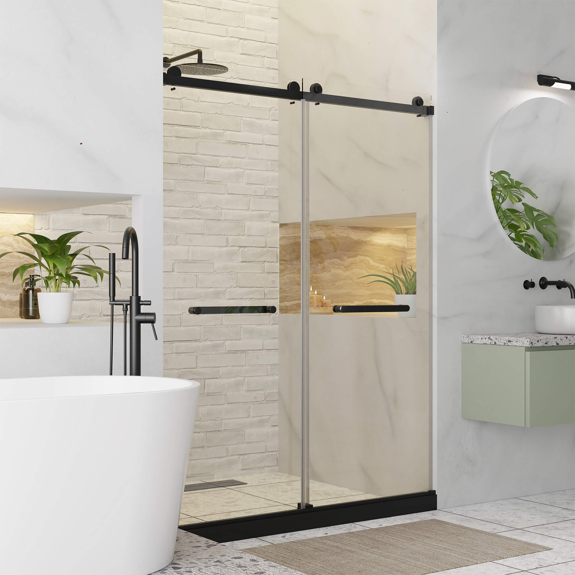 Shower Door Double Sliding Frameless
