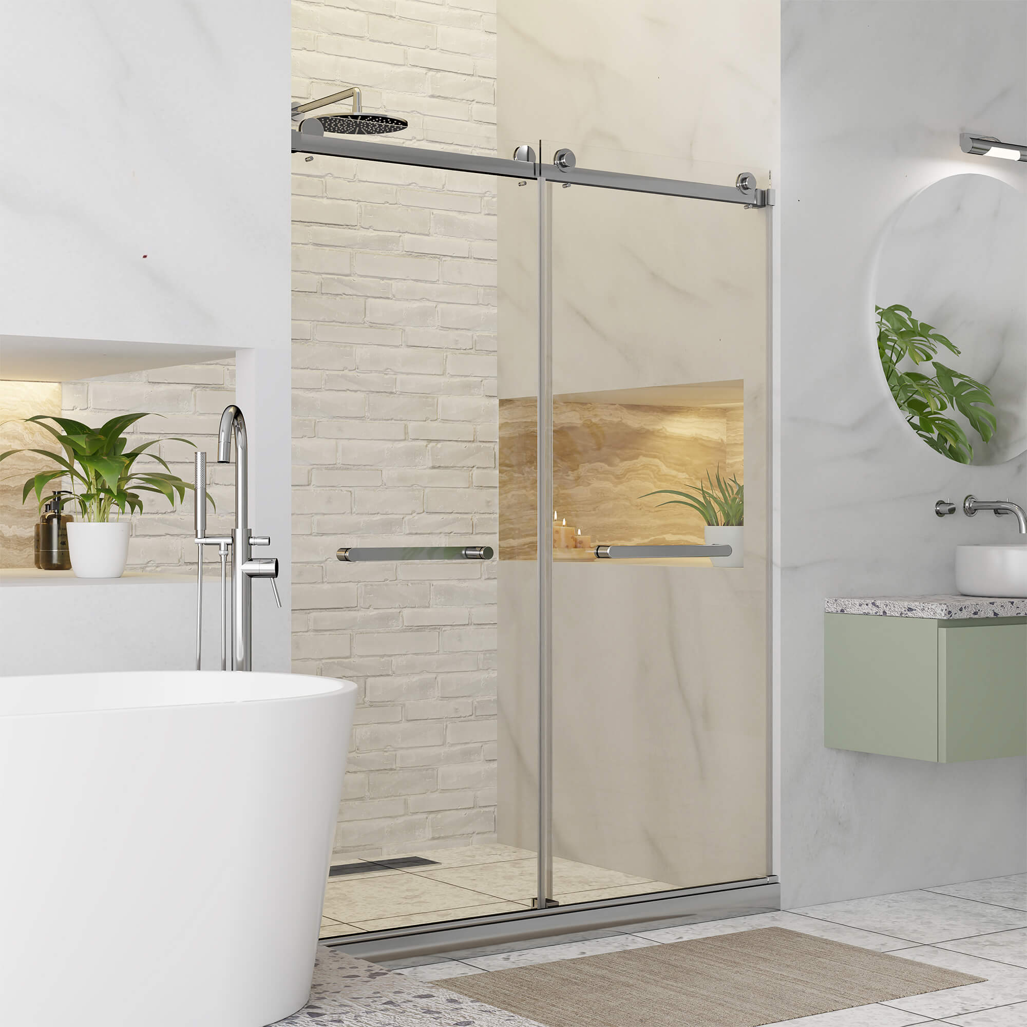 Shower Door Double Sliding Frameless