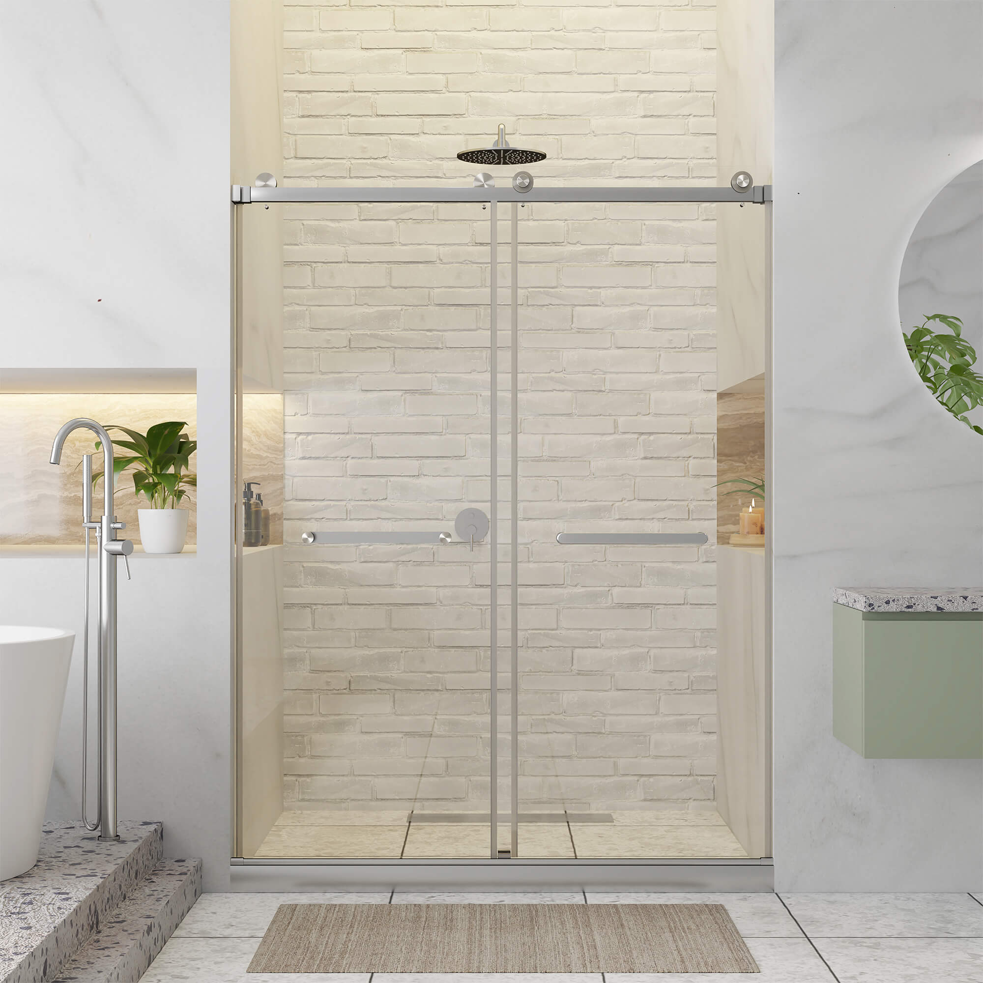 Shower Door Double Sliding Frameless