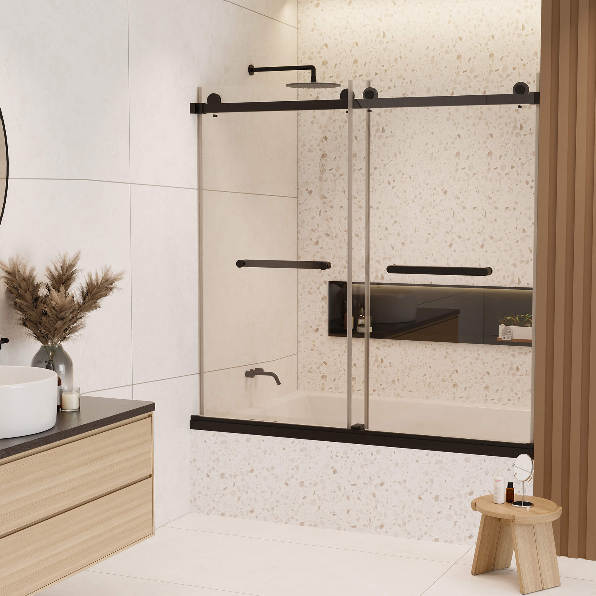 Fine Fixtures SDP60 Frameless Glass Tub Door – 60" Modern Bathroom Design