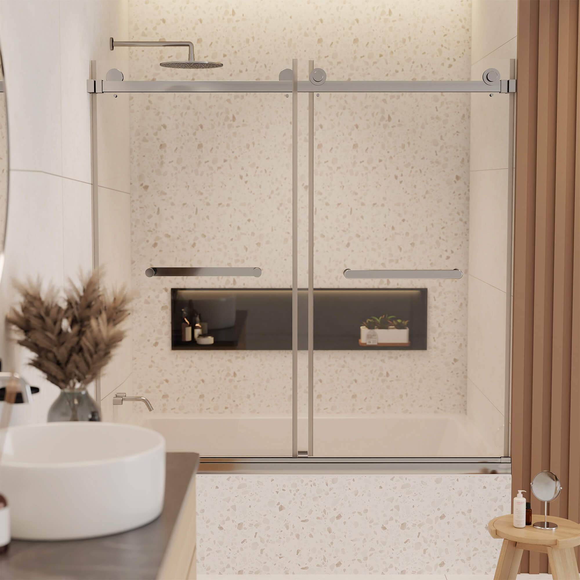 Fine Fixtures SDP60 Frameless Glass Tub Door – 60" Modern Bathroom Design
