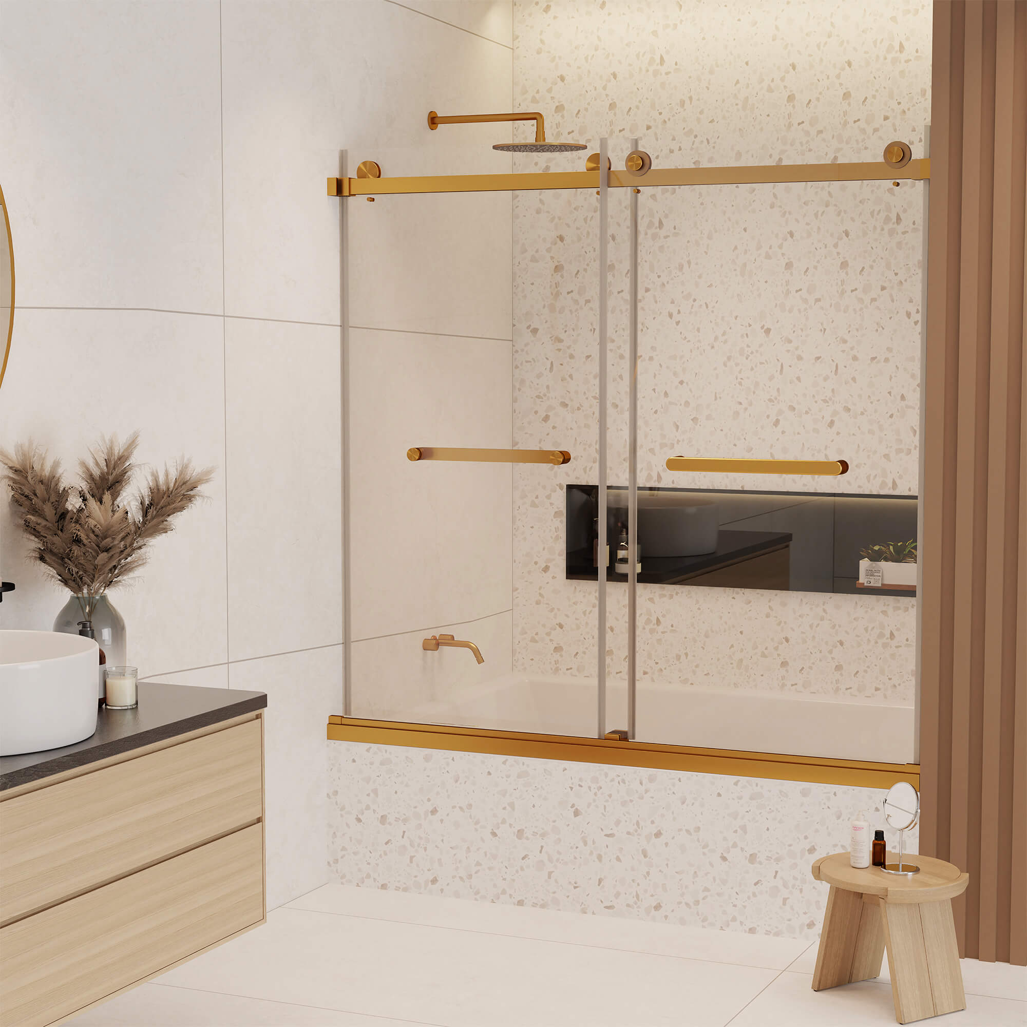Fine Fixtures SDP60 Frameless Glass Tub Door – 60" Modern Bathroom Design