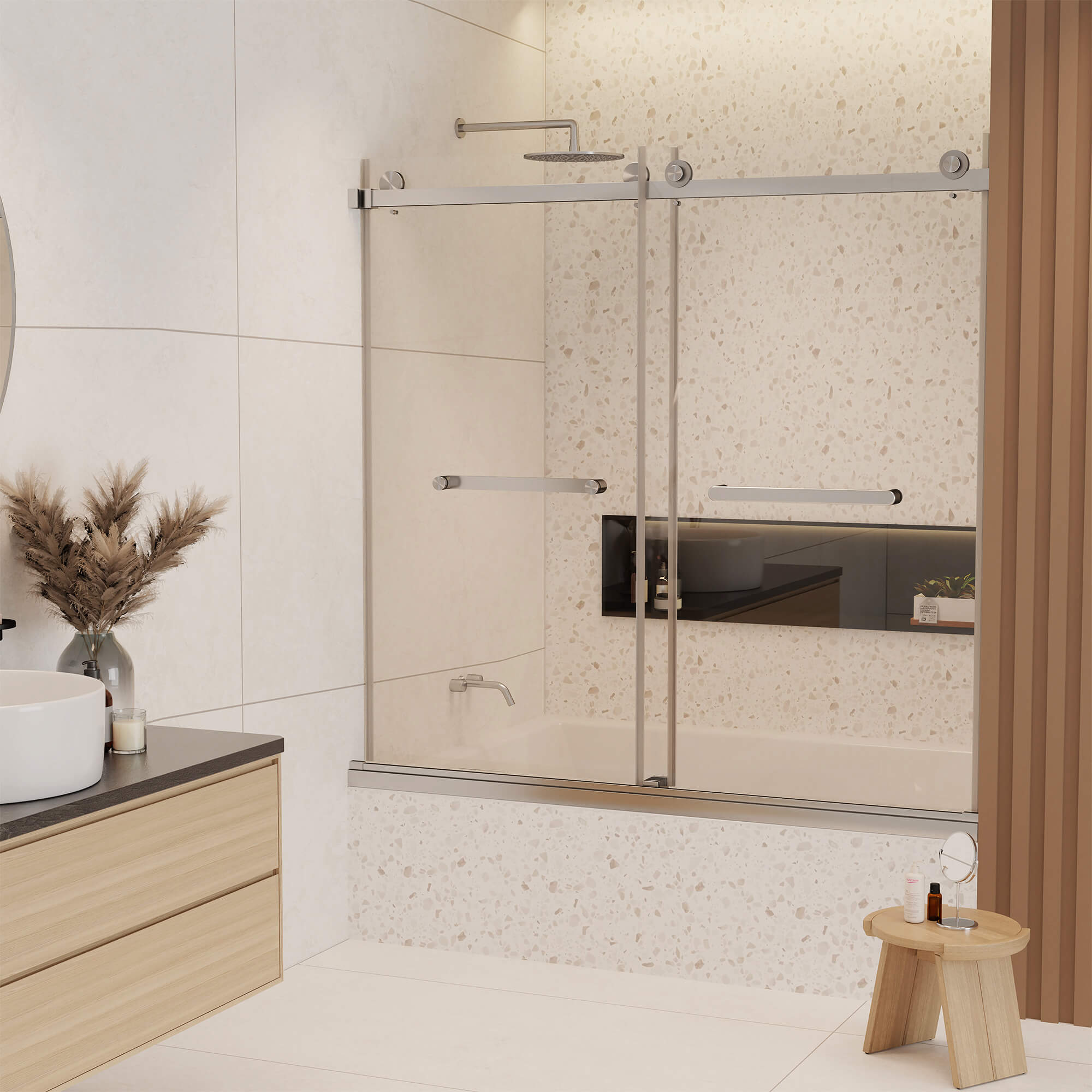 Fine Fixtures SDP60 Frameless Glass Tub Door – 60" Modern Bathroom Design