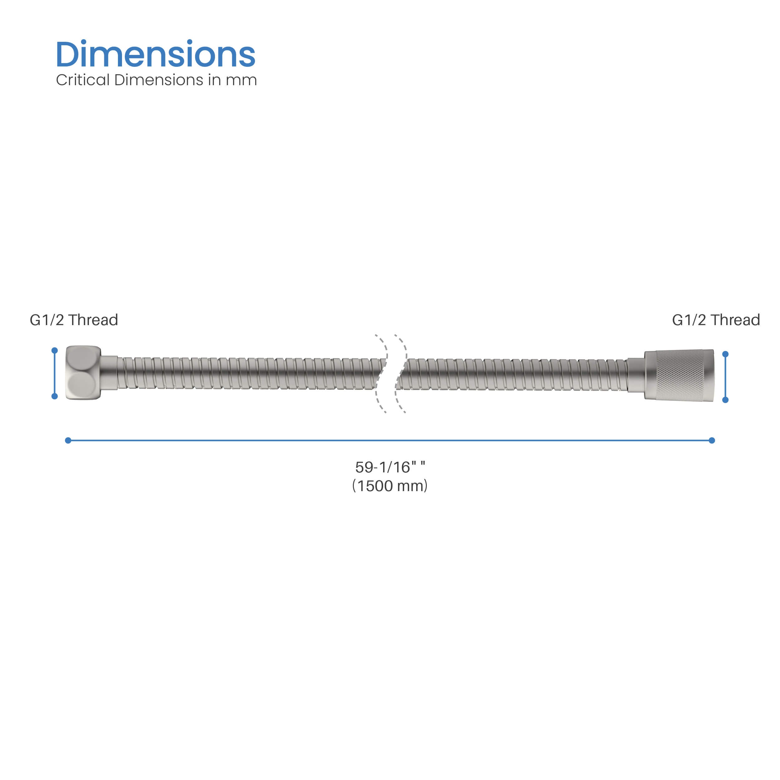 60" Stainless Steel Braided Shower Hose