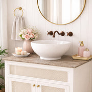 MAIDSTONE Modern 17 Inch Round White Vessel Bathroom Sink