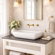 MAIDSTONE 24 Inch Rectangular White Vessel Bathroom Sink