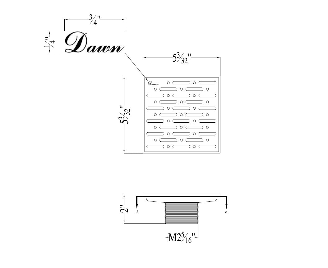 Dawn Rio Orinoco River SRO050504 5" Square Shower Drain (Screw-in)