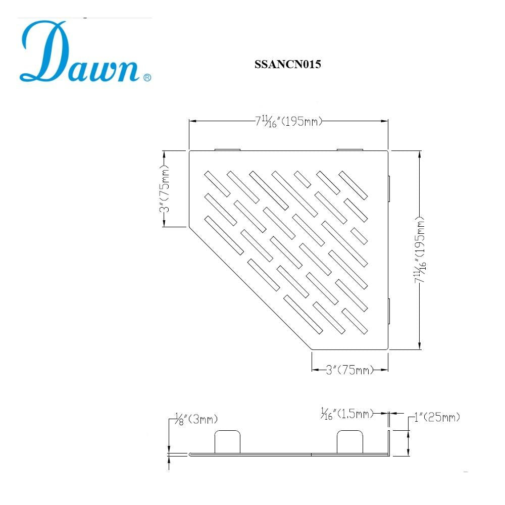 Dawn Amazon Series Stainless Steel Corner Shower Shelf SSANCN015