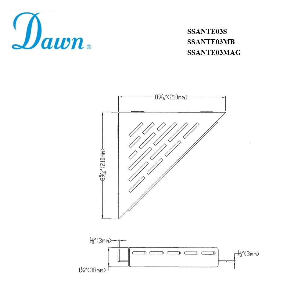 Dawn Amazon Series Stainless Steel Corner Shower Shelf - Triangle (3mm) SSANTE03
