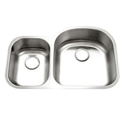 Houzer Eston 32" Stainless Steel Undermount 70/30 Double Small Left Bowl Offset Kitchen Sink
