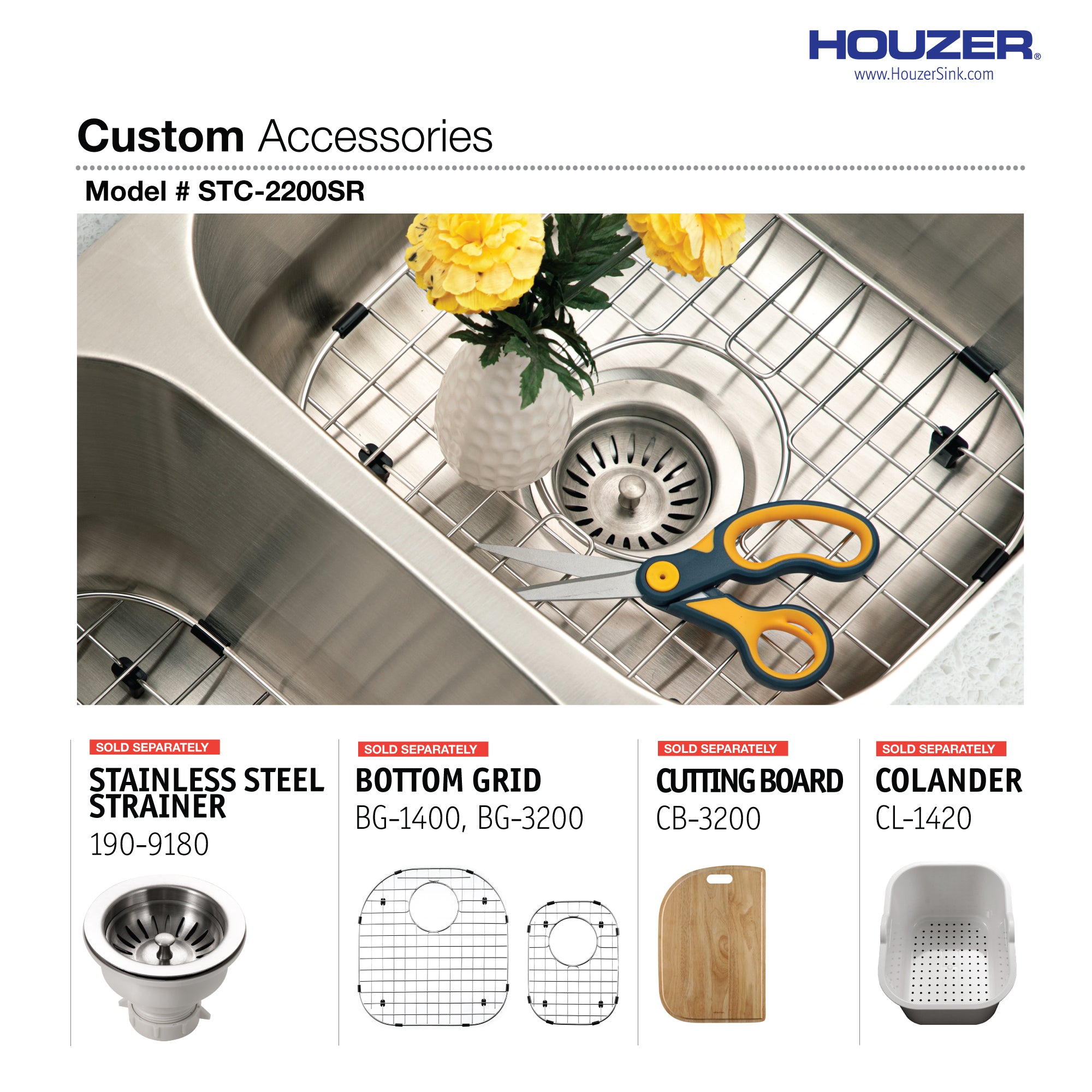 Houzer Eston 32" Stainless Steel Undermount 70/30 Double Small Right Bowl Offset Kitchen Sink