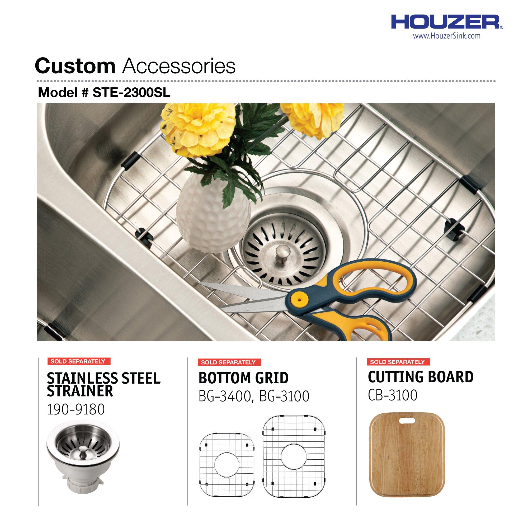 Houzer Eston 31" Stainless Steel Undermount 60/40 Double Small Left Bowl Offset Kitchen Sink