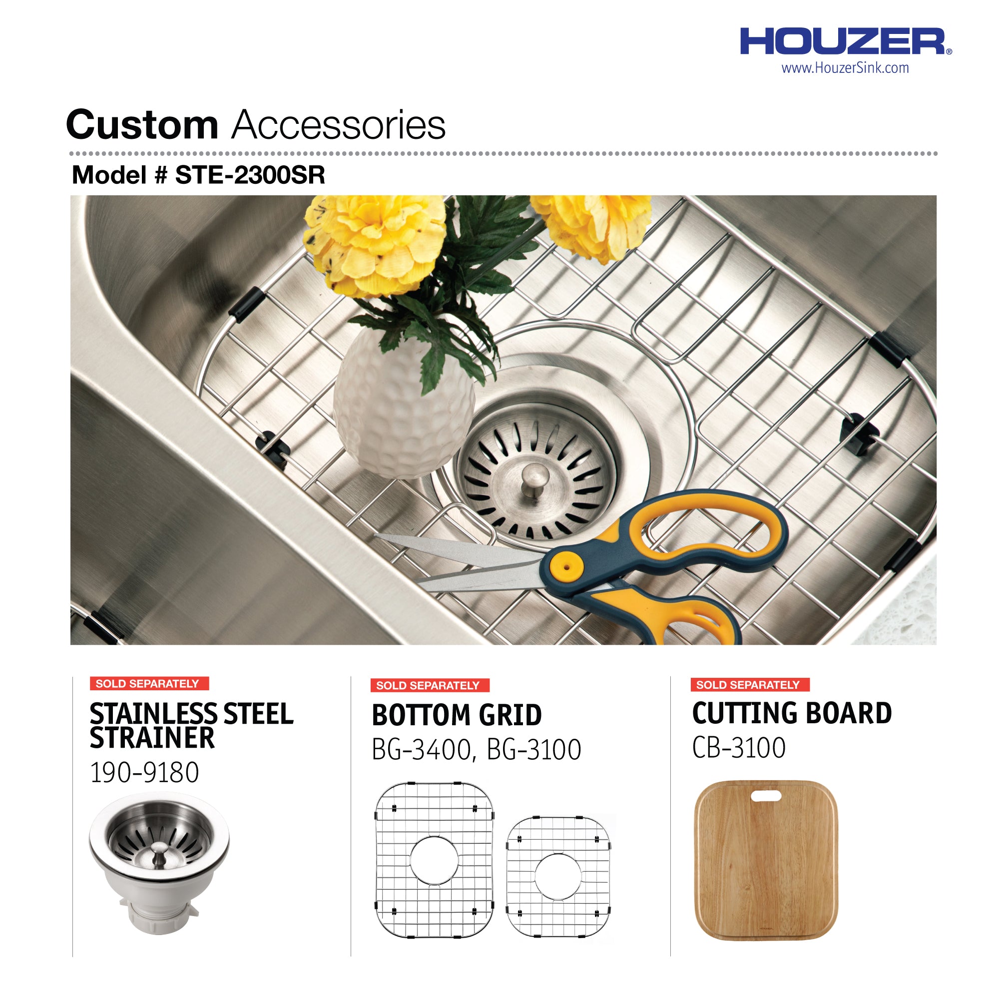 Houzer Eston 31" Stainless Steel Undermount 60/40 Double Small Right Bowl Offset Kitchen Sink