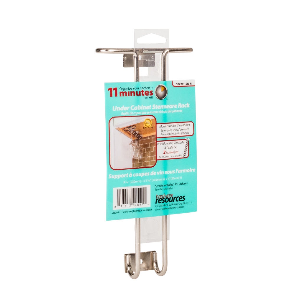 Hardware Resources Under Cabinet Stemware Rack - Holds 3 Glasses