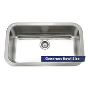 Houzer Eston 32 inch Stainless Steel Undermount Single Bowl Kitchen Sink - STL-3600