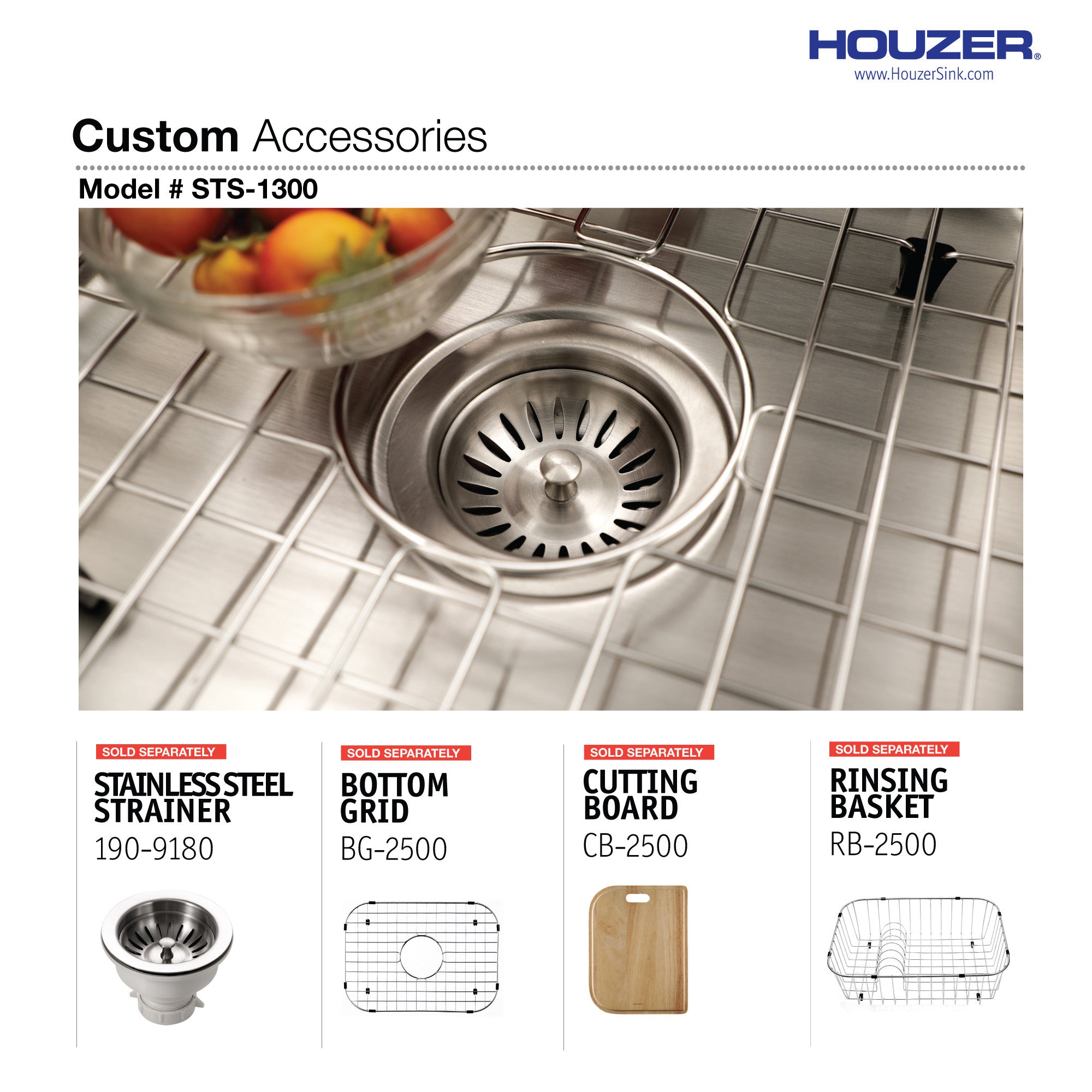 Houzer Eston 23 inch Stainless Steel Undermount Single Bowl Kitchen Sink - STS-1300