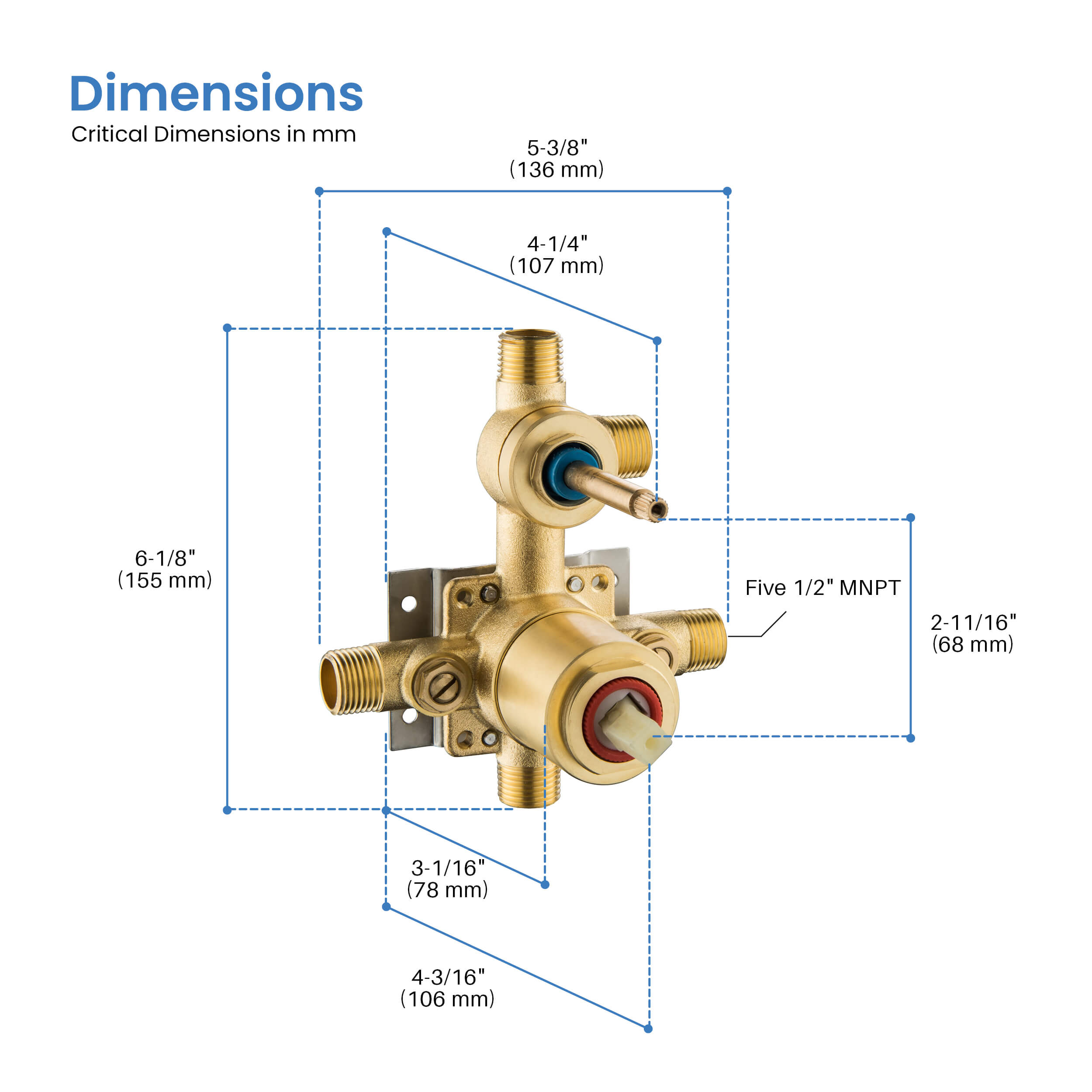 3 Function Pressure Balance Shower System Rough-in Valve