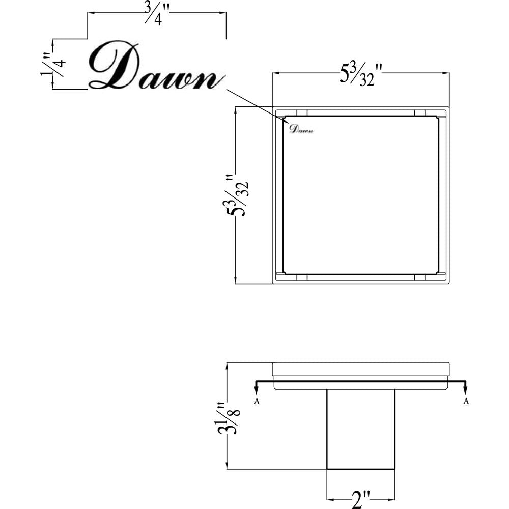 Dawn Volga River Series 5" Square Shower Drain SVA050504