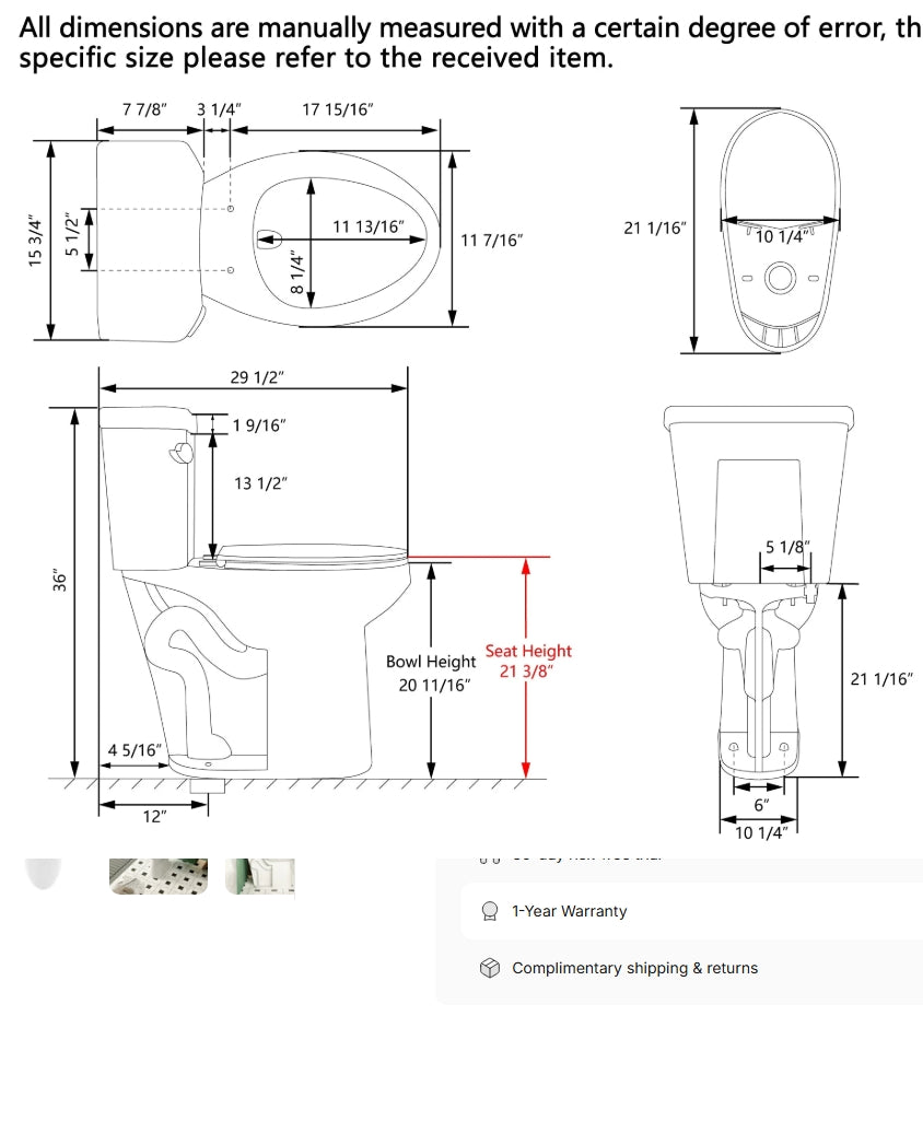 Two-Piece Elongated Toilet, 12" Rough-in Single-Flush