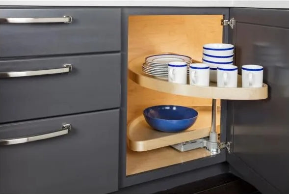 Wood Half-Moon Lazy Susan for Corner Cabinets | 12", 15", 18" Openings