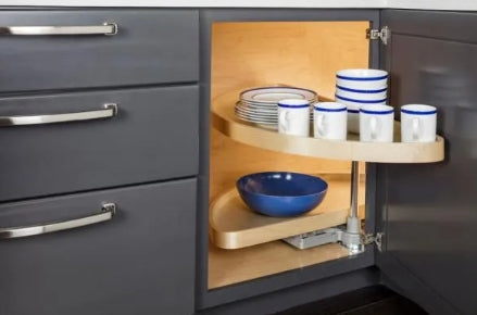 Wood Half-Moon Lazy Susan for Corner Cabinets | 12", 15", 18" Openings