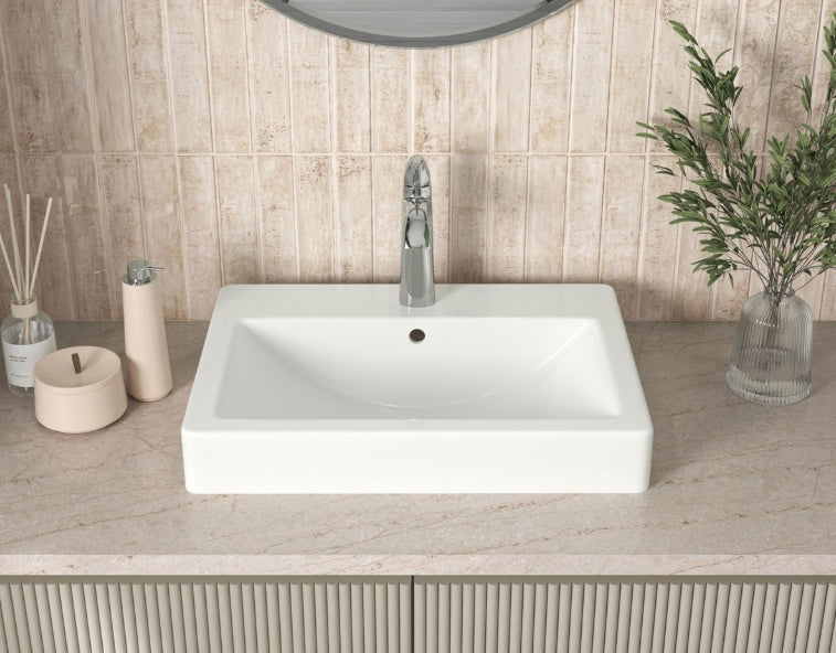 Overmount White Rectangle Porcelain 2417