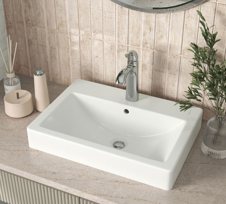 Overmount White Rectangle Porcelain 2417