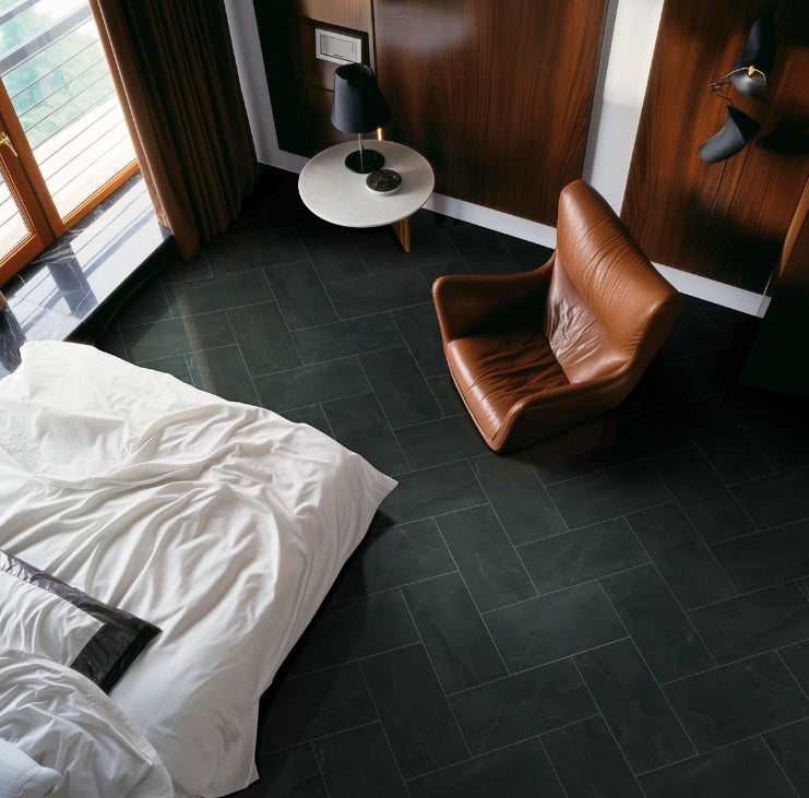 Regallo Midnight Agate Porcelain Tile – NREGMIDAGA Series | Luxury Black Agate Look Tile