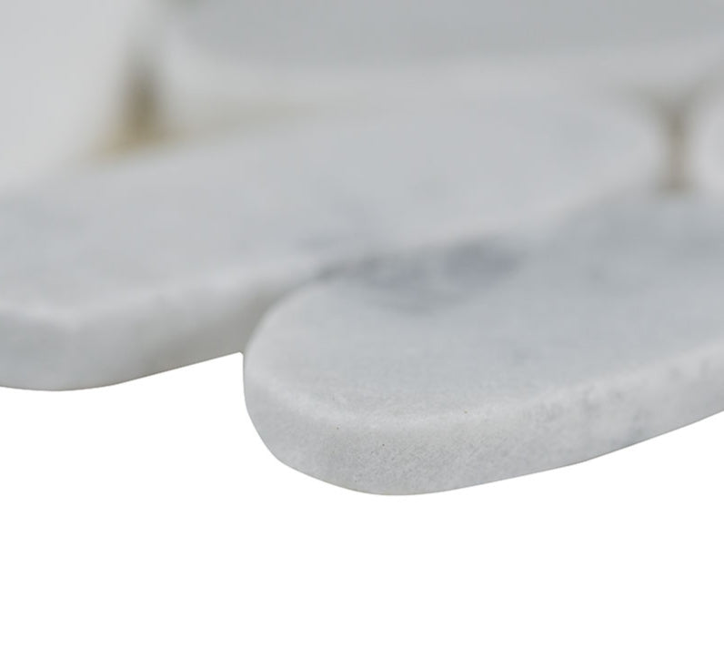 Sliced Carrara White Pebbles Mosaic