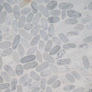 Sliced Carrara White Pebbles Mosaic