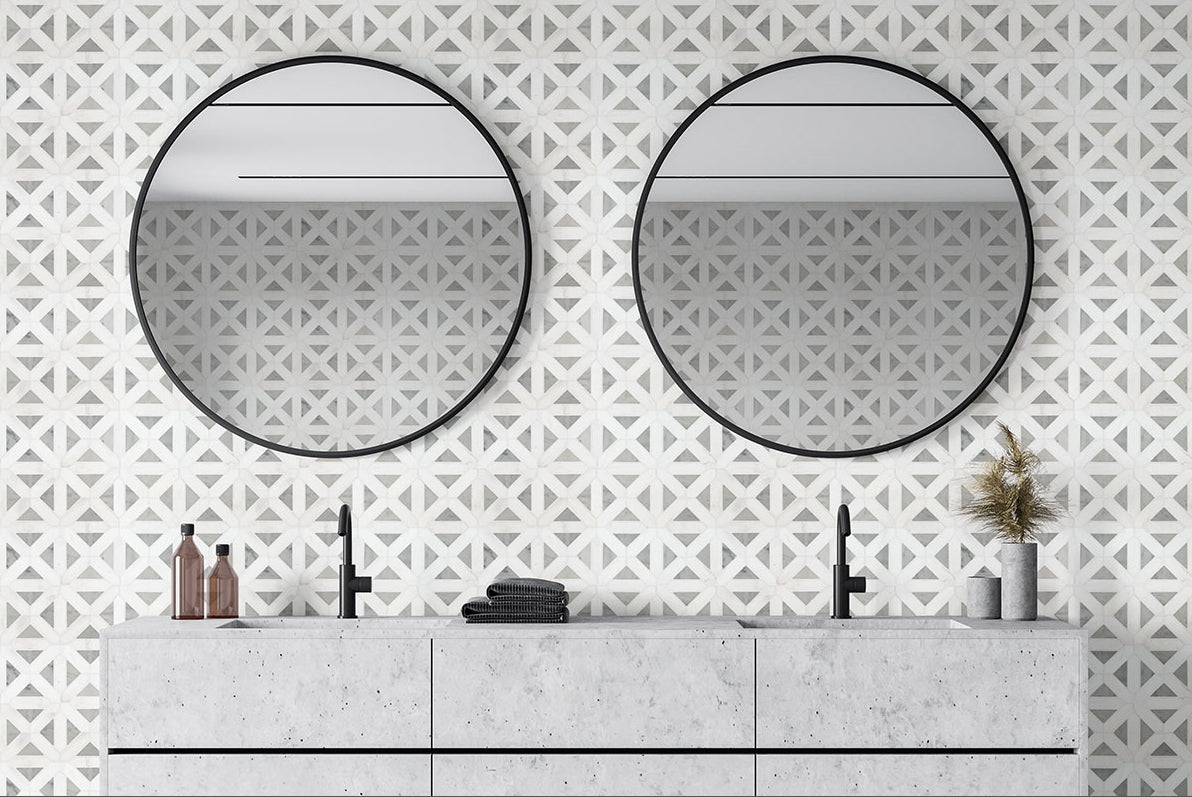 Bianco Dolomite Geometrica Tile