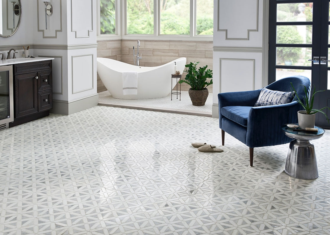 Bianco Dolomite Geometrica Tile