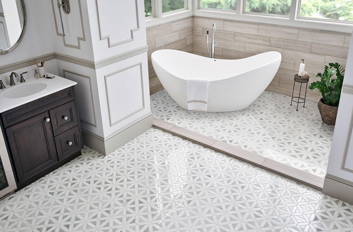 Bianco Dolomite Geometrica Tile