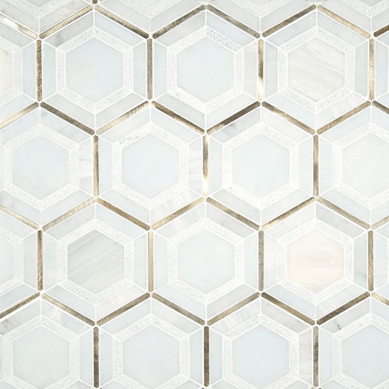 Luxor Medici Gold Pattern Mosaic Tile