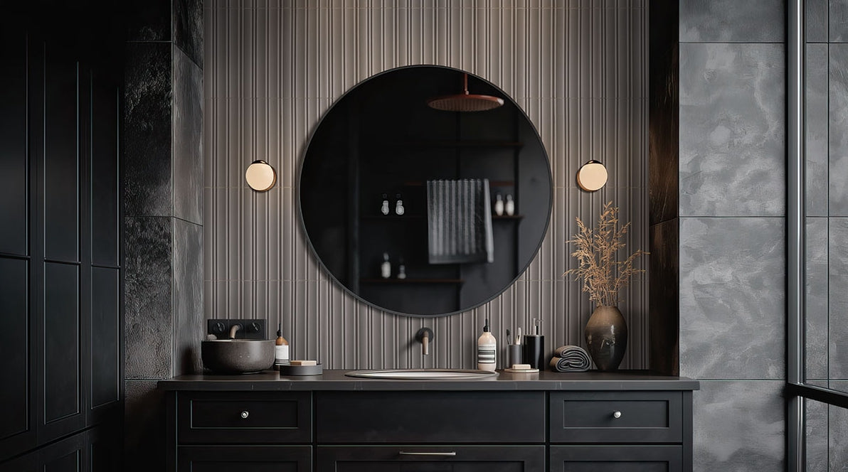 Folk Charcoal Fluted Tile