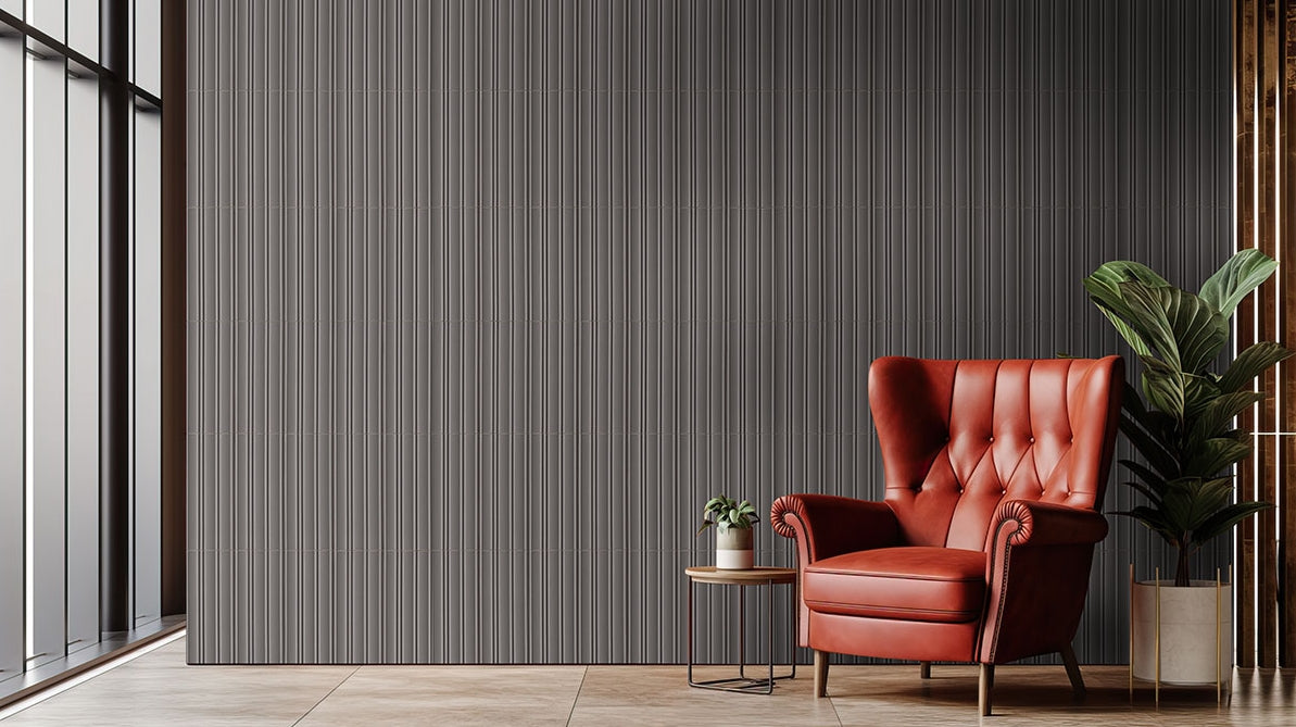 Folk Charcoal Fluted Tile