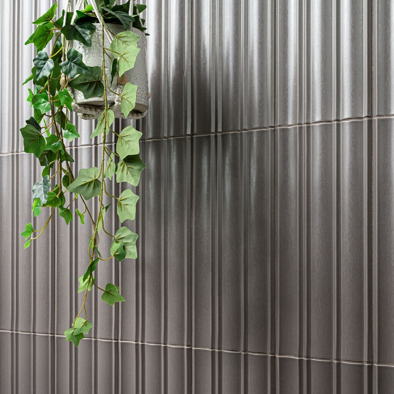 Folk Charcoal Fluted Tile
