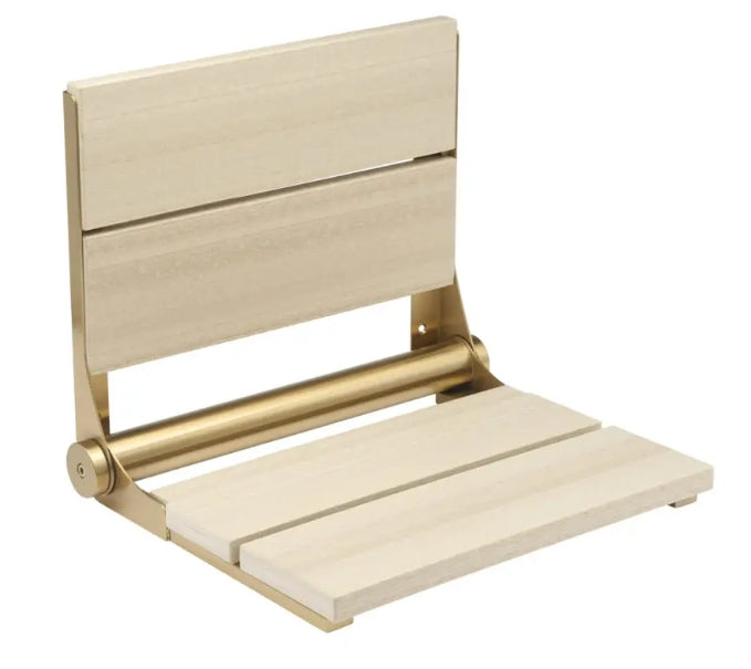 26″ Bilanx Shower Seat in Brushed Gold Finish.