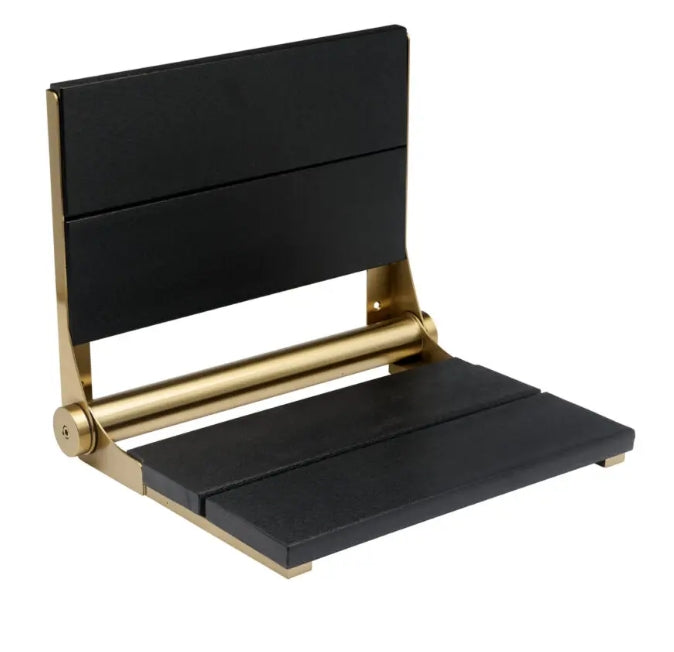 26″ Bilanx Shower Seat in Brushed Gold Finish.