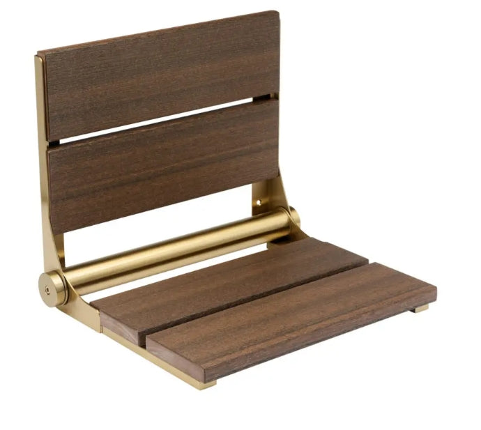 26″ Bilanx Shower Seat in Brushed Gold Finish.