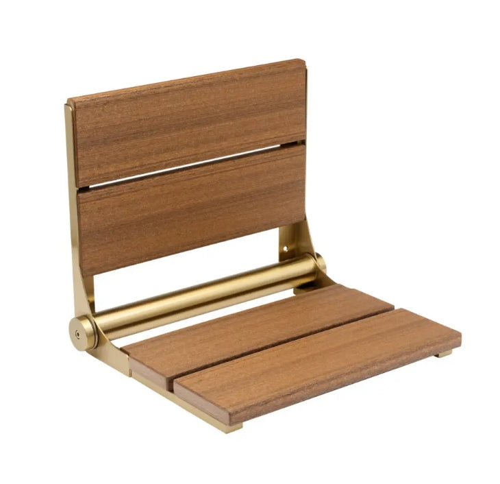 26″ Bilanx Shower Seat in Brushed Gold Finish.