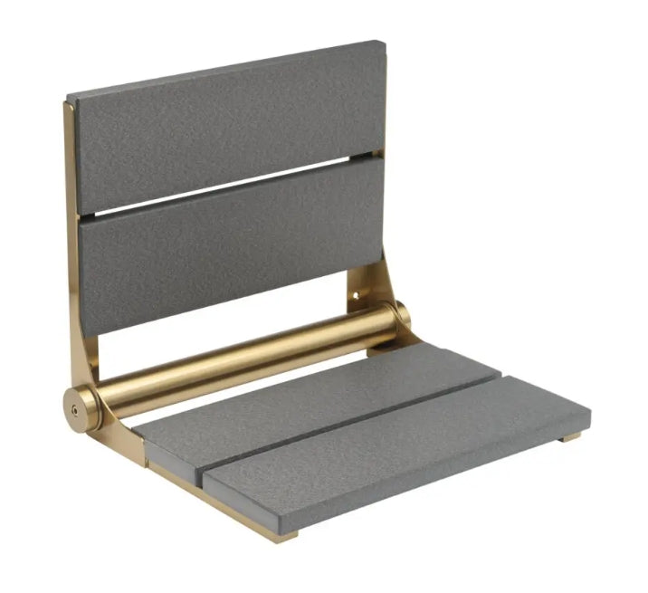 26″ Bilanx Shower Seat in Brushed Gold Finish.