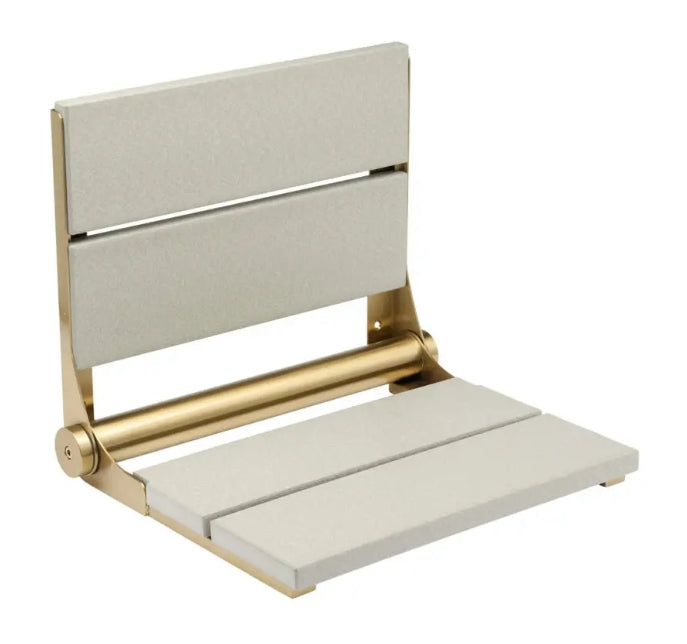 26″ Bilanx Shower Seat in Brushed Gold Finish.