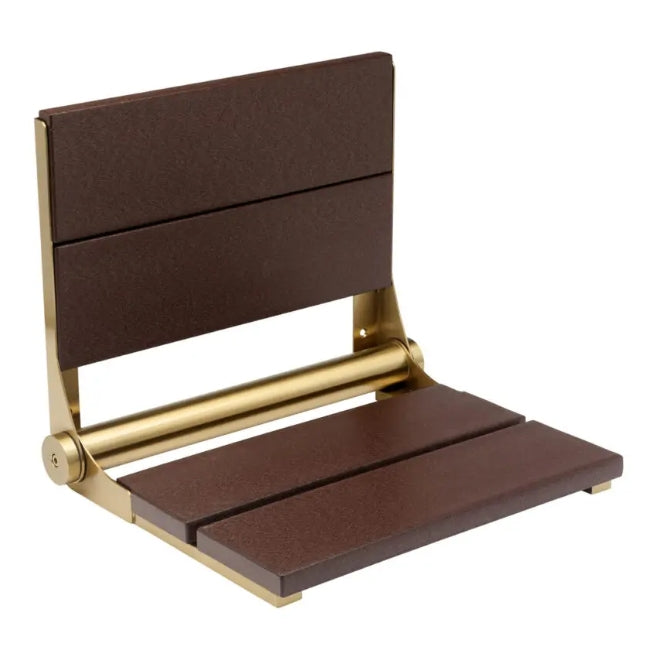 26″ Bilanx Shower Seat in Brushed Gold Finish.