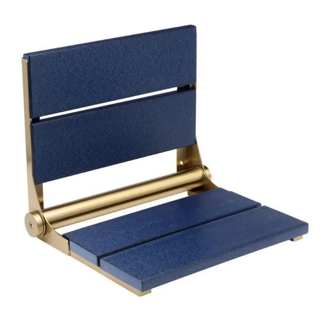 26″ Bilanx Shower Seat in Brushed Gold Finish.