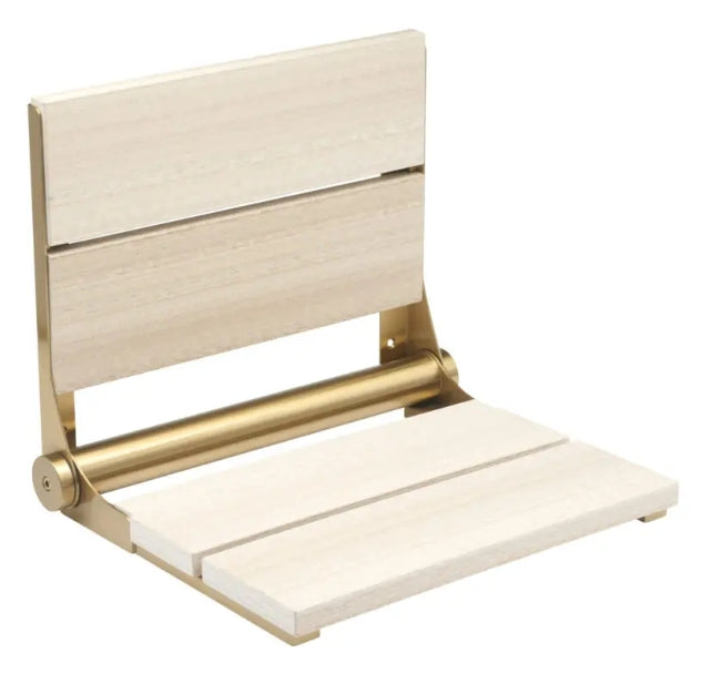 26″ Bilanx Shower Seat in Brushed Gold Finish.